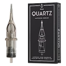 Peak Quartz Magnum Medium Taper Tattoo Needle Cartridges - #10, 5 Needles, Pkg of 20, needle and packaging