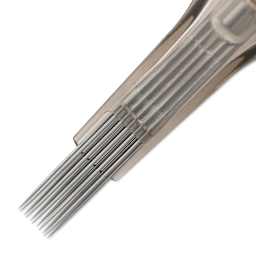 Peak Quartz Magnum Medium Taper Tattoo Needle Cartridges - #10, 11 Needles, Pkg of 20, close-up of needle