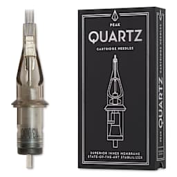 Peak Quartz Magnum Medium Taper Tattoo Needle Cartridges - #10, 13 Needles, Pkg of 20, needle and packaging