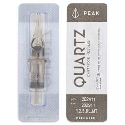 Peak Quartz Round Liner Medium Taper Tattoo Needle Cartridges - #12, 5 Needles, Pkg of 20, single needle packaging