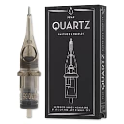 Peak Quartz Round Liner Medium Taper Tattoo Needle Cartridges - #12, 7 Needles, Pkg of 20, needle and packaging