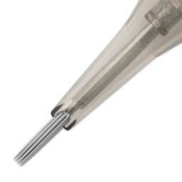 Peak Quartz Round Liner Medium Taper Tattoo Needle Cartridges - #12, 14 Needles, Pkg of 20, needle close-up