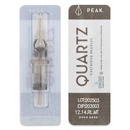 Peak Quartz Round Liner Medium Taper Tattoo Needle Cartridges - #12, 14 Needles, Pkg of 20, single needle packaging