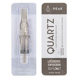 Peak Quartz Curved Magnum Long Taper Tattoo Needle Cartridges - #12, 11 Needles, Pkg of 20, single needle packaging