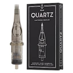 Peak Quartz Curved Magnum Long Taper Tattoo Needle Cartridges - #12, 11 Needles, Pkg of 20, needle and packaging