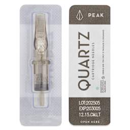 Peak Quartz Curved Magnum Long Taper Tattoo Needle Cartridges - #12, 15 Needles, Pkg of 20, single needle packaging