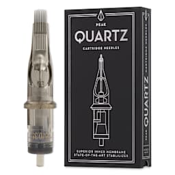 Peak Quartz Curved Magnum Long Taper Tattoo Needle Cartridges - #12, 15 Needles, Pkg of 20, needle and packaging