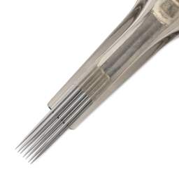 Peak Quartz Magnum Long Taper Tattoo Needle Cartridges - #12, 7 Needles, Pkg of 20, needle close-up