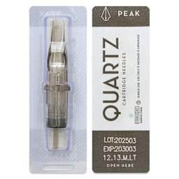 Peak Quartz Magnum Long Taper Tattoo Needle Cartridges - #12, 13 Needles, Pkg of 20, single needle packaging