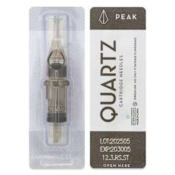 Peak Quartz Round Shader Short Taper Tattoo Needle Cartridges - #12, 3 Needles, Pkg of 20, single needle packaging