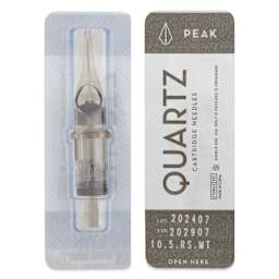 Peak Quartz Round Shader Medium Taper Tattoo Needle Cartridges - #10, 5 Needles, Pkg of 20, single needle packaging