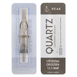 Peak Quartz Curved Magnum Medium Taper Tattoo Needle Cartridges - #12, 7 Needles, Pkg of 20, single needle packaging