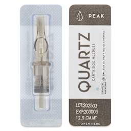 Peak Quartz Curved Magnum Medium Taper Tattoo Needle Cartridges - #12, 9 Needles, Pkg of 20, single needle packaging