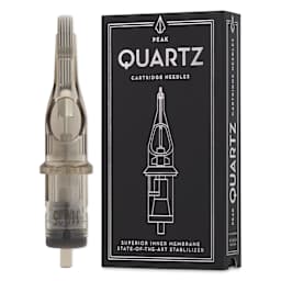 Peak Quartz Curved Magnum Medium Taper Tattoo Needle Cartridges - #12, 11 Needles, Pkg of 20, needle and packaging