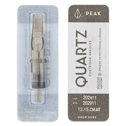 Peak Quartz Curved Magnum Medium Taper Tattoo Needle Cartridges - #12, 15 Needles, Pkg of 20, single needle packaging