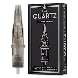 Peak Quartz Curved Magnum Medium Taper Tattoo Needle Cartridges - #12, 15 Needles, Pkg of 20, needle and packaging