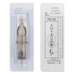 Peak Quartz Curved Magnum Medium Taper Tattoo Needle Cartridges - #10, 5 Needles, Pkg of 20, single needle packaging