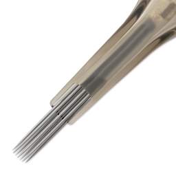 Peak Quartz Curved Magnum Medium Taper Tattoo Needle Cartridges - #10, 7 Needles, Pkg of 20, needle close-up
