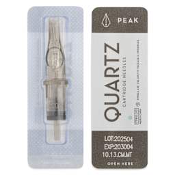 Peak Quartz Curved Magnum Medium Taper Tattoo Needle Cartridges - #10, 13 Needles, Pkg of 20, single needle packaging
