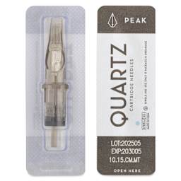 Peak Quartz Curved Magnum Medium Taper Tattoo Needle Cartridges - #10, 15 Needles, Pkg of 20, single needle packaging