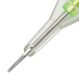 Peak Stellar Round Liner Long Taper Tattoo Needle Cartridges - #12, 5 Needles, Pkg of 20, close-up of needle