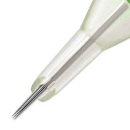 Peak Stellar Round Liner Long Taper Tattoo Needle Cartridges - #12, 7 Needles, Pkg of 20, close-up of needle