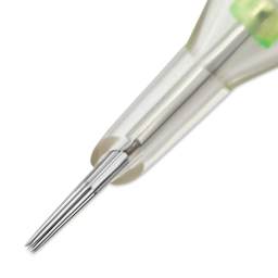 Peak Stellar Round Liner Long Taper Tattoo Needle Cartridges - #12, 9 Needles, Pkg of 20, close-up needle
