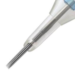 Peak Stellar Round Shader Extra Long Taper Tattoo Needle Cartridges - #10, 11 Needles, Pkg of 20, close-up of needle
