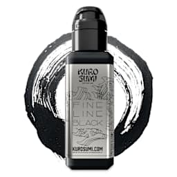 Kuro Sumi Fine Line Black Tattoo Ink - 1.5 oz bottle, with Enso swatch
