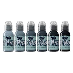World Famous Tattoo Inks and Sets - A.D. Pancho Pastel Grey, Set of 6, 1 oz bottles