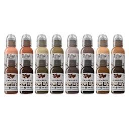 World Famous Tattoo Inks and Sets - Set of 16, Sasha O'Kharin RGBY Skintone, 1 oz bottles, out of packaging