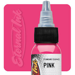 Eternal Ink Tattoo Ink - Pink, 1 oz bottle and swatch
