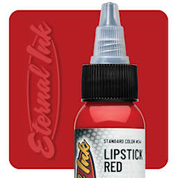 Eternal Ink Tattoo Ink - Lipstick Red, 1 oz bottle and swatch