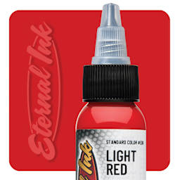 Eternal Ink Tattoo Ink - Light Red, 1 oz bottle and swatch