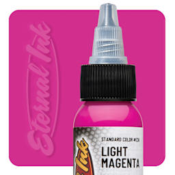 Eternal Ink Tattoo Ink - Light Magenta, 1 oz bottle and swatch
