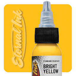 Eternal Ink Tattoo Ink - Bright Yellow, 1 oz bottle and swatch