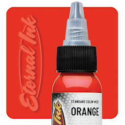 Eternal Ink Tattoo Ink - Orange, 1 oz bottle and swatch