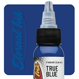 Eternal Ink Tattoo Ink - True Blue, 1 oz bottle and swatch