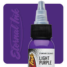 Eternal Ink Tattoo Ink - Light Purple, 1 oz bottle and swatch