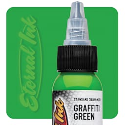 Eternal Ink Tattoo Ink - Graffiti Green, 1 oz bottle and swatch