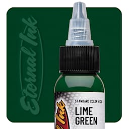 Eternal Ink Tattoo Ink - Lime Green, 1 oz bottle and swatch