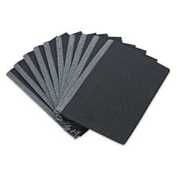 TatSoul Jet Black 4-Ply Lap Cloths - 13" x 18", Black, Pkg of 500, cloths fanned out