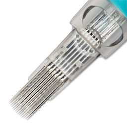 TatSoul Envy Gen 2 Standard Curved Magnum Long Taper Tattoo Needle Cartridges - #12, 15 Needles, Pkg of 10, close-up of needle