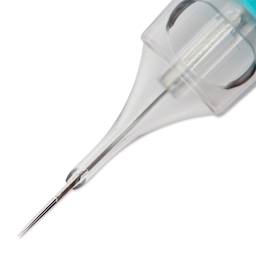 TatSoul Envy Gen 2 Standard Round Liner Long Taper Tattoo Needle Cartridge - #12, 3 Needles, Pkg of 10, close-up of needle