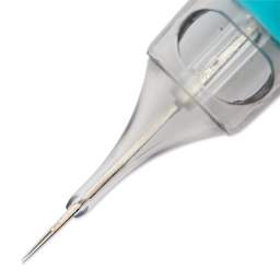 TatSoul Envy Gen 2 Standard Round Liner Extra Tight Long Taper Tattoo Needle Cartridge - #12, 3 Needles, Pkg of 10, close-up of needle