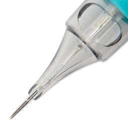 TatSoul Envy Gen 2 Standard Round Liner Long Taper Tattoo Needle Cartridge - #12, 5 Needles, Pkg of 10, close-up of needle