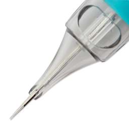 TatSoul Envy Gen 2 Standard Round Liner Extra Tight Long Taper Tattoo Needle Cartridge - #12, 5 Needles, Pkg of 10, close-up of needle