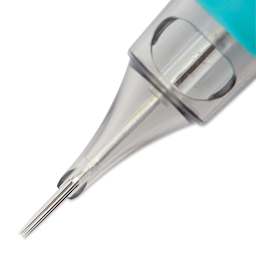 TatSoul Envy Gen 2 Traditional Round Liner Long Taper Tattoo Needle Cartridges - #12, 7 Needles, Pkg of 10, close-up of needle