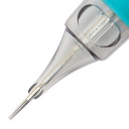 TatSoul Envy Gen 2 Standard Round Liner Long Taper Tattoo Needle Cartridge - #12, 7 Needles, Pkg of 10, close-up of needle