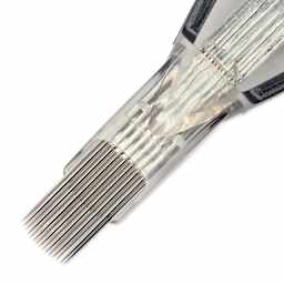 TatSoul Envy Standard Curved Magnum Long Taper Tattoo Needle Cartridge - #12, 15 Needles, Pkg of 10, close-up of needle